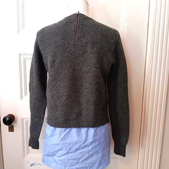 J. Crew Grey & Blue Wool Shirttail Sweater - Picture 4 of 10